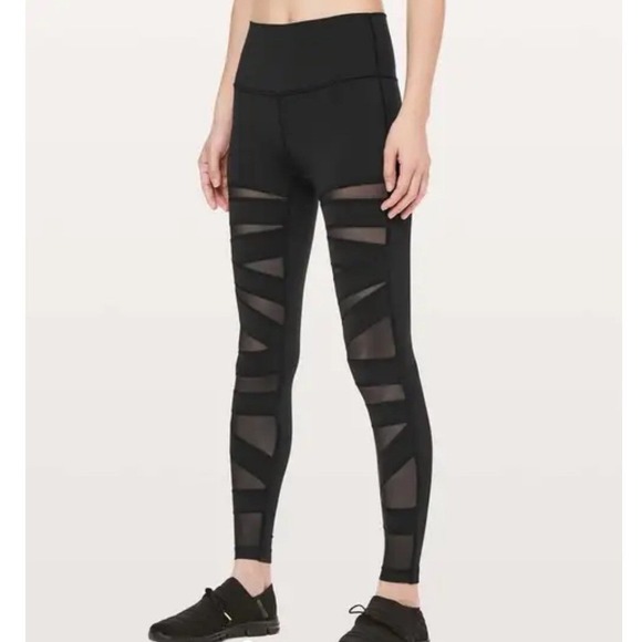 lululemon athletica Pants - Lululemon Wunder Under Pant High Rise Tech Mesh 28" Black Size 4